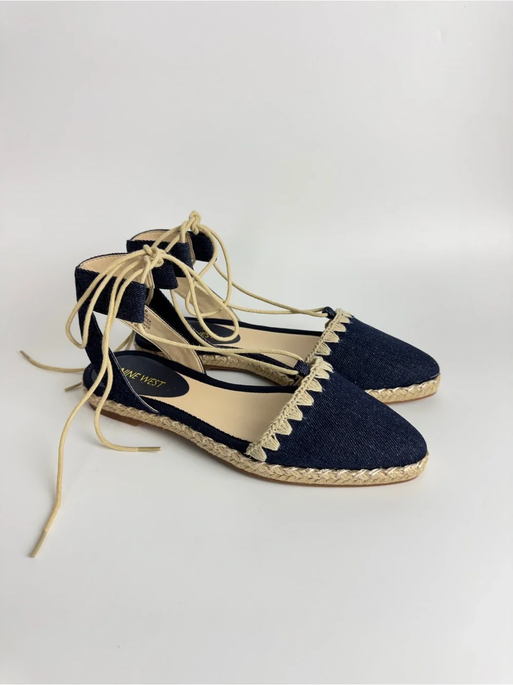 Nine West Navy Denim Lace-Up Espadrille Flats